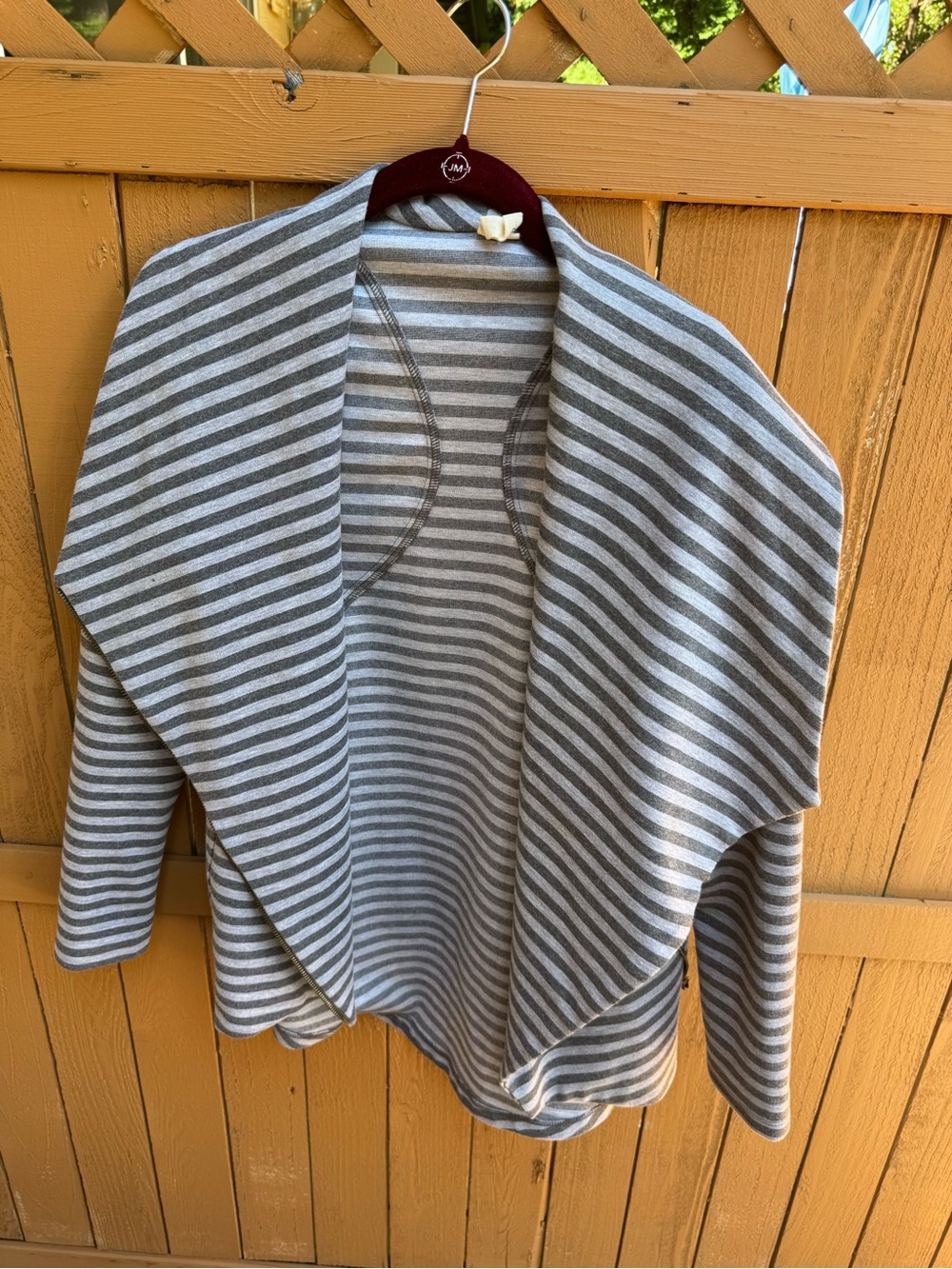 My Beloved Gray & Dark Gray Striped Open-Front Cardigan